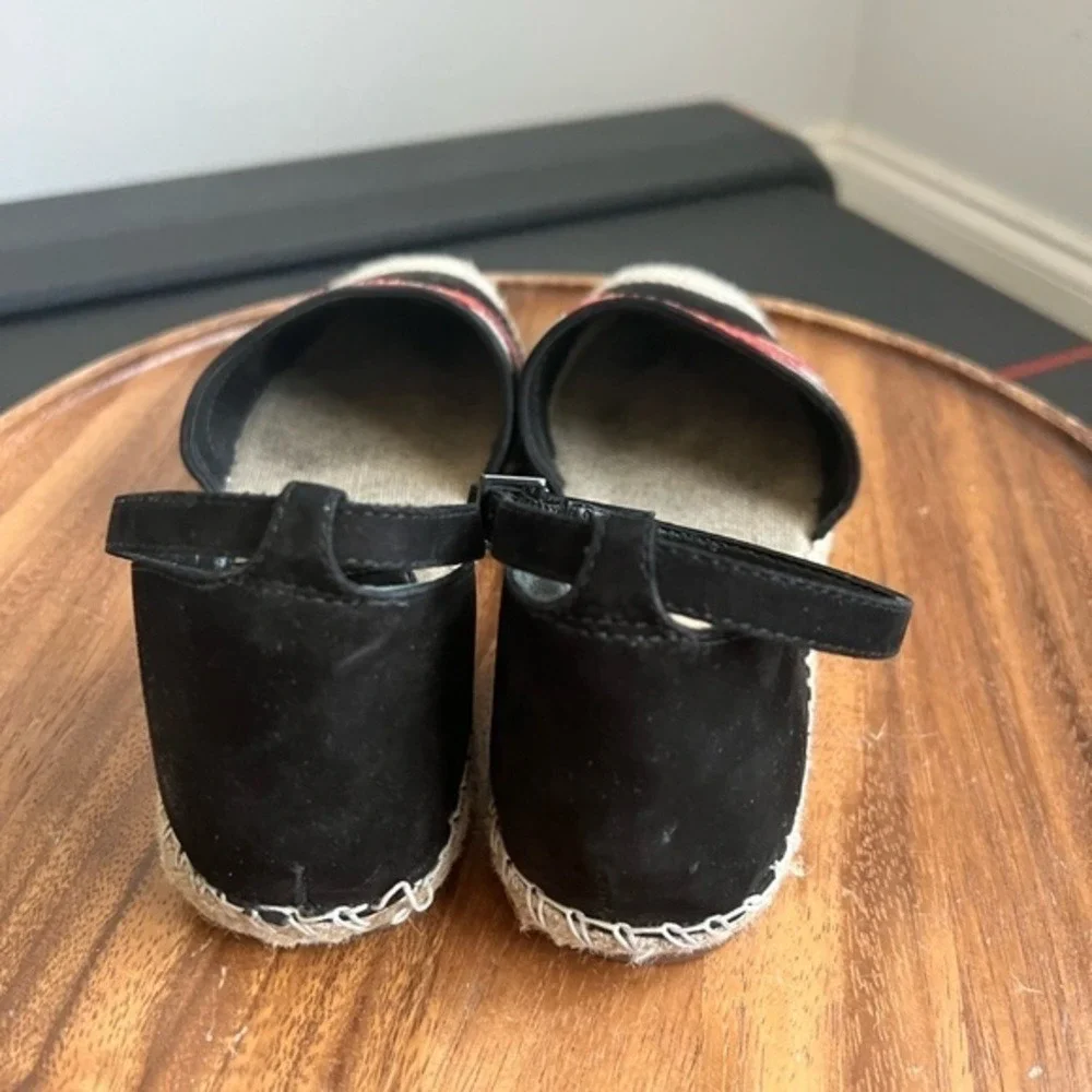 Schutz Espadrille Flats 6B Black Pink Embroidered Sunburst Ankle Strap Good
